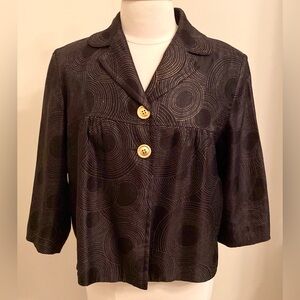 Ingenuity Black Gold Metallic Circle Print SZ 12 High-End Retro Empire Jacket